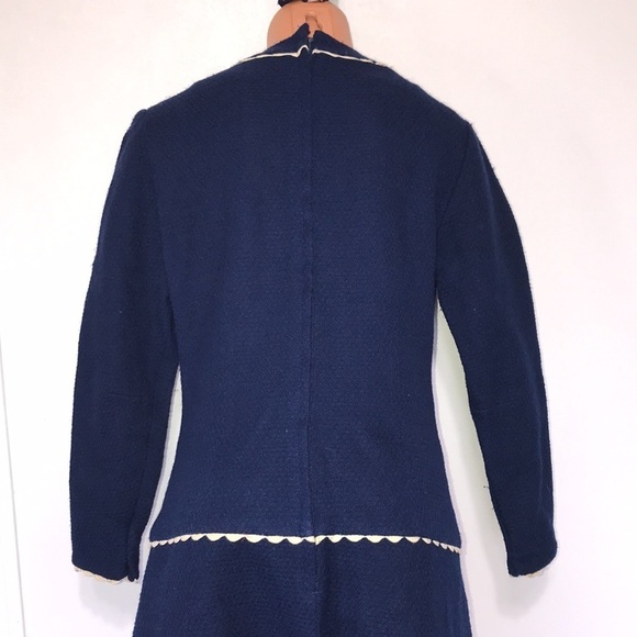 Vintage Sherbet Originals Wool Pleated Midi Dress Blue Size Medium - Picture 6 of 8